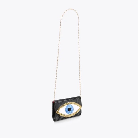 Kurt Geiger Clutch Women’s Evil Eye Party Envelope Black Acrylic NWOT - Picture 3 of 8